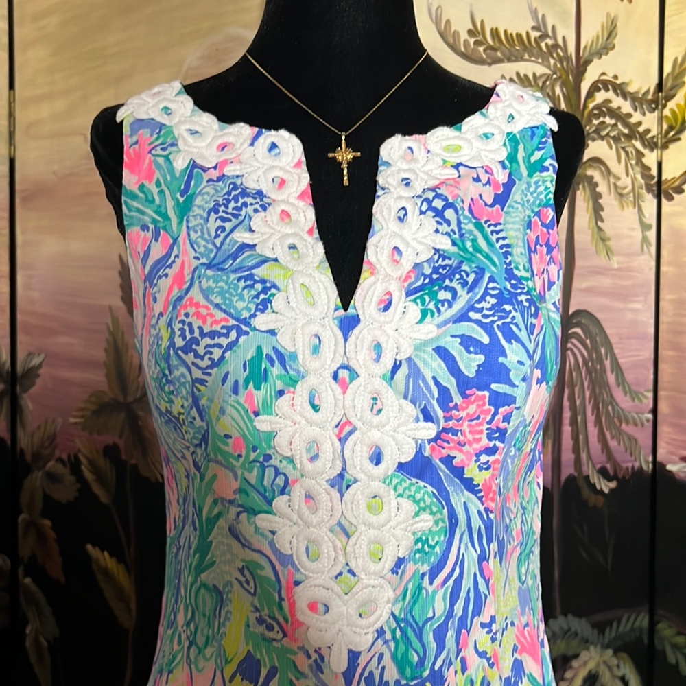 🧜♀️💞Lilly Pulitzer Gabby 20" Stretch Shift Dress Multi Mermaids Cove 💞🧜♀️